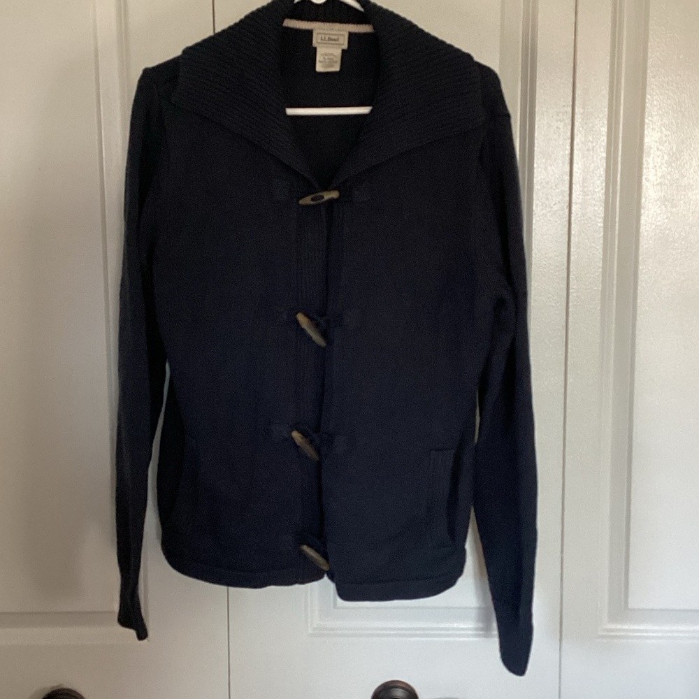 L.L. Bean Navy Knit Toggle Pea Coat